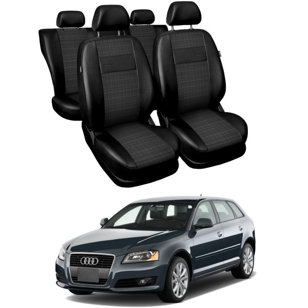 Huse Scaune Audi A3 2008-2012, din piele+textil premium dedicate