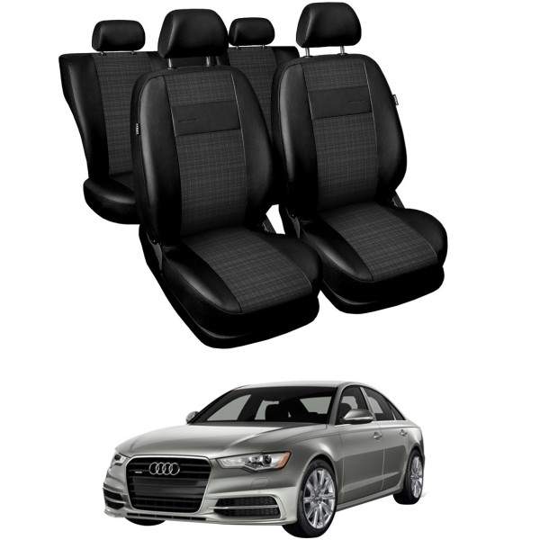 Huse scaune din piele si textil Audi A6 c7 2011-2017 cu bancheta fractionata si cotiera spate