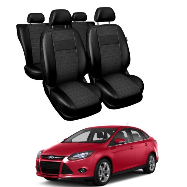 Huse Scaune Ford Focus  2011-2014  din piele si material textil (compatibil sedan/hatchback)