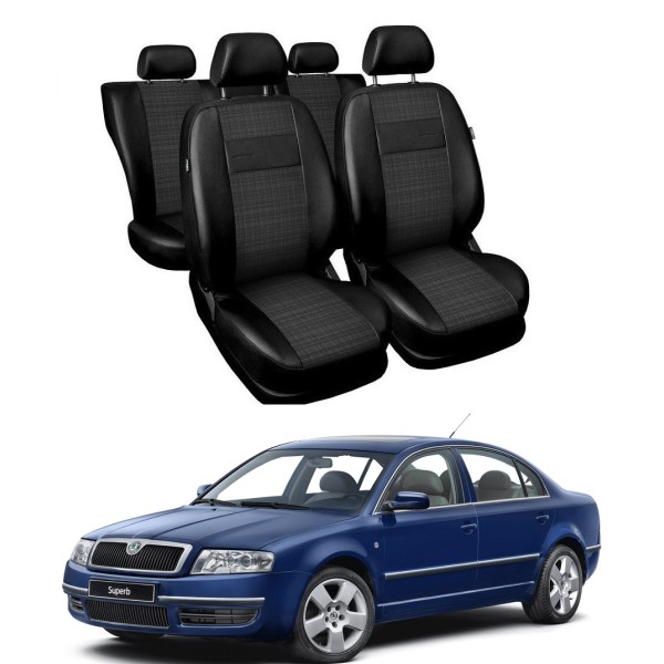 Huse Scaune din piele si material textil Skoda Superb 2001-2008