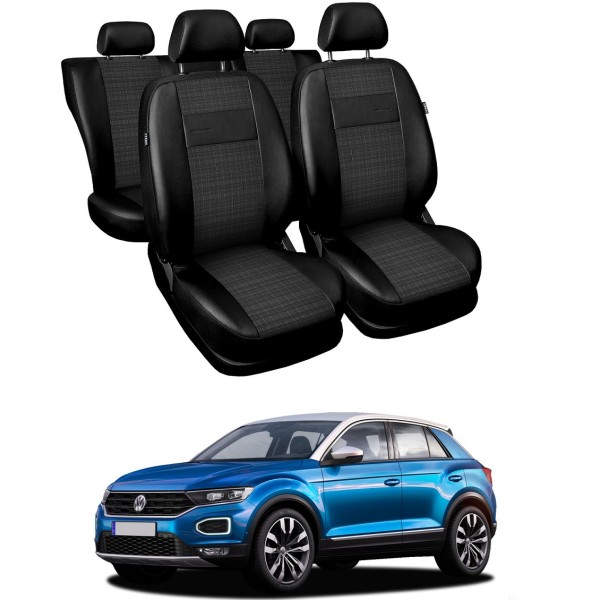 Huse Scaune Vw T-ROC 2017-2019 dedicate din piele si material textil