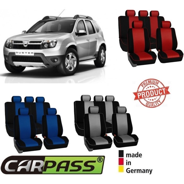 Huse Scaune Dedicate Dacia Duster 2009-2014 Premium (Rosu/Albastru/Gri)