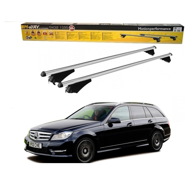 Bare portbagaj dedicate Mercedes C-Class Break 2013 din aluminiu cu sistem antifurt si cheie