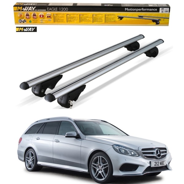 Bare portbagaj dedicate Mercedes E-Class Break 2017 din aluminiu cu sistem antifurt si cheie
