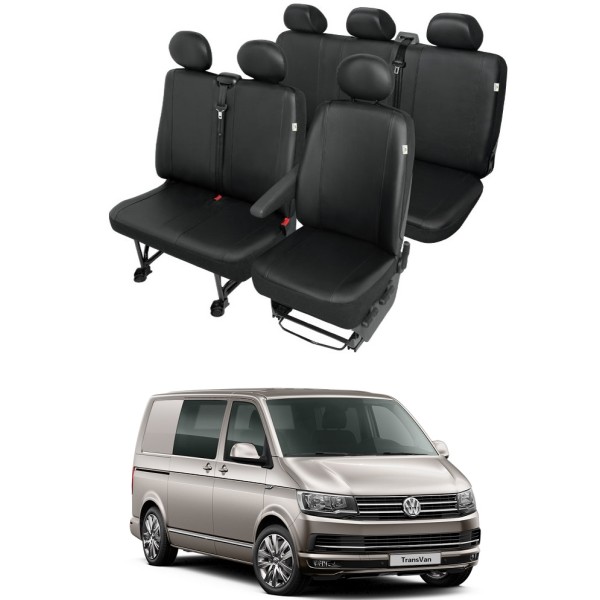 Huse Scaun din piele dedicate  Vw Transporter Caravelle T6 6 locuri 2015-2019