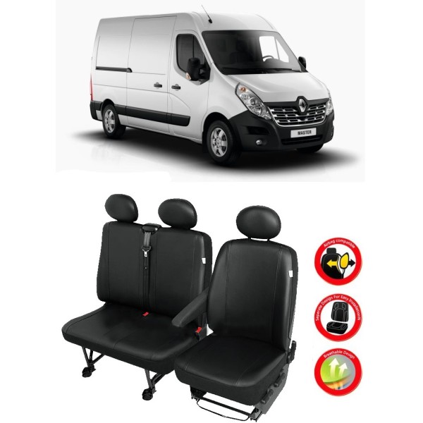 Huse Scaune din piele Renault Master 3 locuri (2+1) 2015-2019