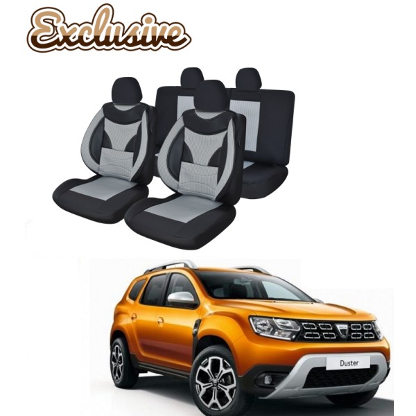 Huse Scaune Dedicate Dacia Duster 2018-2019 Premium Exclusive cu insertii de piele si suport lombar Huse Scaune Dedicate Dacia Duster 2018-2019 Premium Exclusive cu insertii de piele si suport lombar
