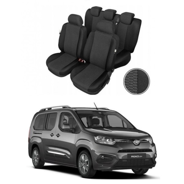 Huse Scaune Toyota Proace City Verso 2018-2021 din bumbac model dedicat cu scaune individuale