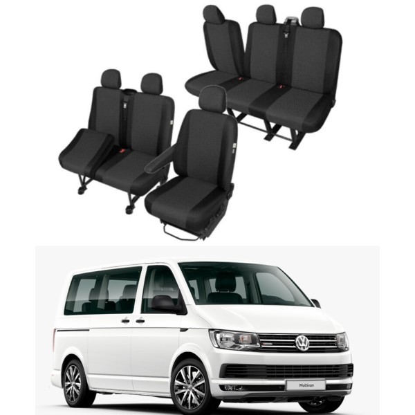 Huse Scaune 6 locuri Vw Transporter T5 T6 T7 Caravelle Multivan 2003-2021 din bumbac