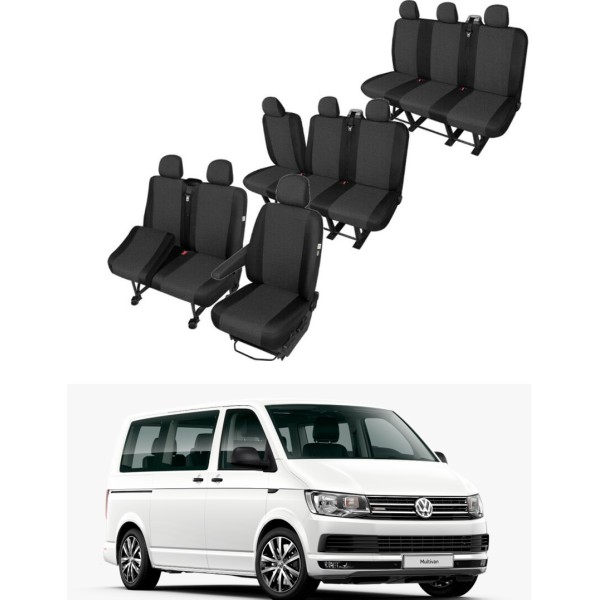 Huse Scaune 9 locuri Vw Transporter T7 Caravelle Multivan 2021 din bumbac 8+1 locuri