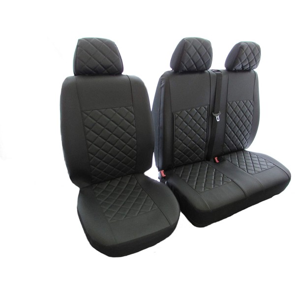 Huse Scaune Opel Movano 2021-2023 culoare Negru din piele romb cu masuta si cotiera sofer  Editie Speciala