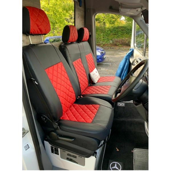 Huse Scaune Mercedes Sprinter 2020 din piele romb cu masuta si cotiera sofer culoare Rosie Editie Speciala Huse Scaune Mercedes Sprinter 2020 din piele romb cu masuta si cotiera sofer culoare Rosie Editie Speciala