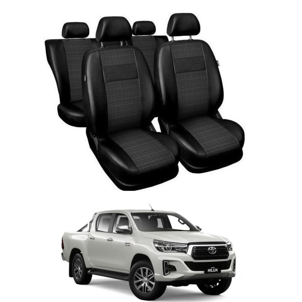 Huse Scaune Toyota Hilux 2018-2020 piele si textil  cabina dubla