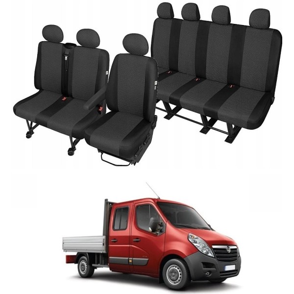 Huse Scaune Opel Movano 7 locuri cabina dubla doka 2011-2020, dedicate din bumbac premium