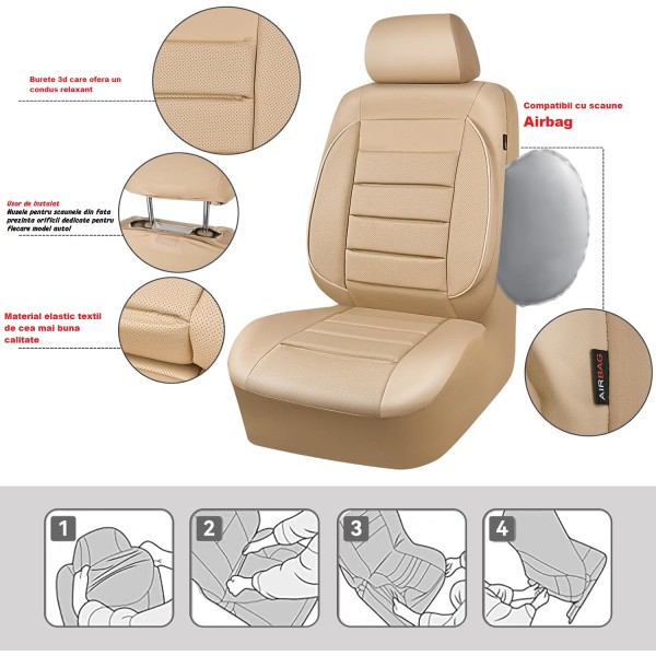 Huse Scaune Bej AUDI A6 C8 2018-2024 Comfort Plus Premium cu bancheta fractionata Huse Scaune Bej AUDI A6 C8 2018-2024 Comfort Plus Premium cu bancheta fractionata