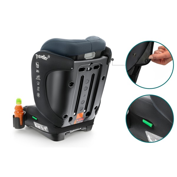 Scaun Auto Copii 100–150 cm (3.5–12 ani) Culore Negru Albastru Reglabil 13 Poziții 2 cm Spuma comfort Plus, Înălțător Inclus Certificare i-Size R129