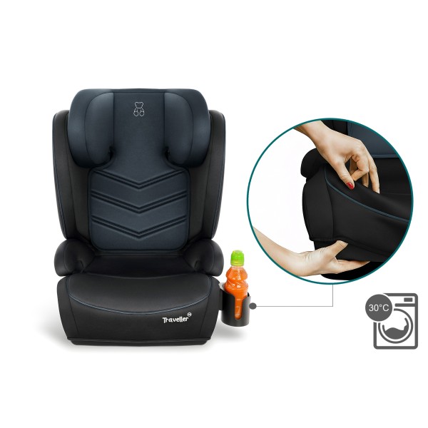 Scaun Auto Copii 100–150 cm (3.5–12 ani) Culore Negru Albastru Reglabil 13 Poziții 2 cm Spuma comfort Plus, Înălțător Inclus Certificare i-Size R129