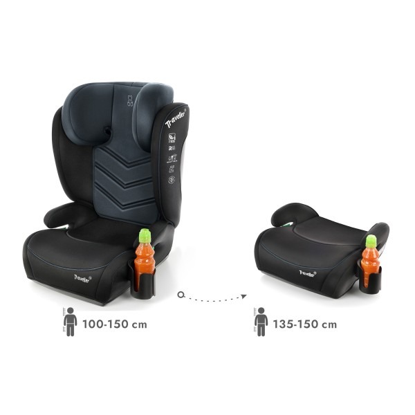 Scaun Auto Copii 100–150 cm (3.5–12 ani) Culore Negru Albastru Reglabil 13 Poziții 2 cm Spuma comfort Plus, Înălțător Inclus Certificare i-Size R129