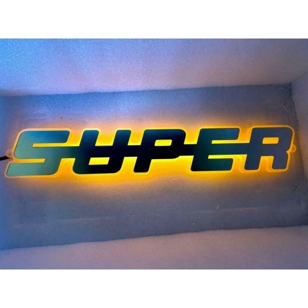 Emblema Super luminata led Galben Grila Scania R Super Galben 40x7cm 24V Emblema Super luminata led Galben Grila Scania R Super Galben 40x7cm 24V