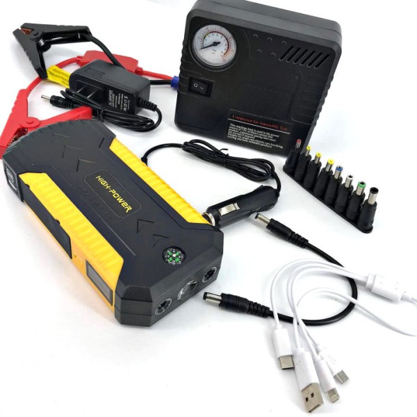 Jump Starter auto multifunctional,Power Bank acumulator extern, 4 usb, lanterna,15000mA, curent de pornire, 600 A si compresor auto Jump Starter auto multifunctional,Power Bank acumulator extern, 4 usb, lanterna,15000mA, curent de pornire, 600 A si compresor auto