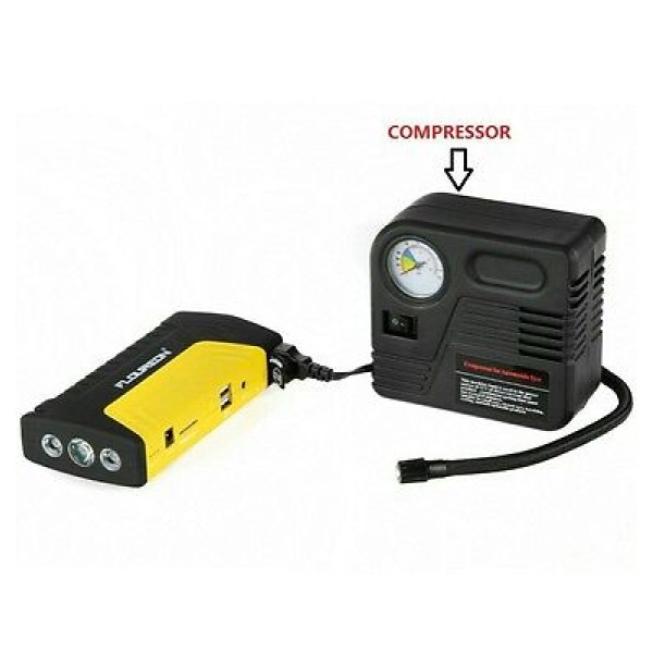 Jump Starter auto multifunctional,Power Bank acumulator extern, 4 usb, lanterna,15000mA, curent de pornire, 600 A si compresor auto Jump Starter auto multifunctional,Power Bank acumulator extern, 4 usb, lanterna,15000mA, curent de pornire, 600 A si compresor auto