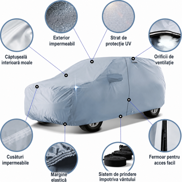 Husa Prelata Protectie Exterioara foarte groasa pentru ALFA ROMEO STELVIO 2017-2022  cu bumbac pe interior  4 anotimpuri  cu functia deschidere usa sofer
