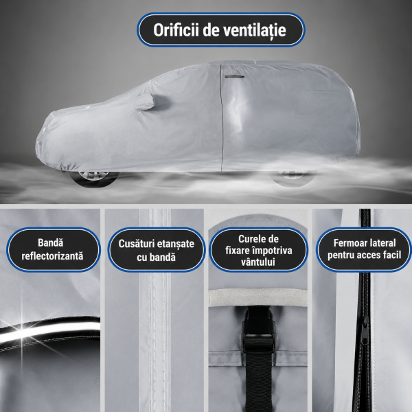 Husa Prelata Protectie Exterioara foarte groasa pentru ALFA ROMEO STELVIO 2017-2022  cu bumbac pe interior  4 anotimpuri  cu functia deschidere usa sofer