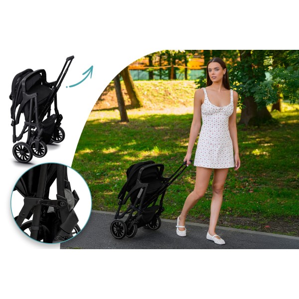 Carucior copii Little Rider Siena Culoare Negru pliabil, ușor, compact Certificare Siguranta