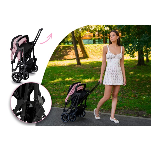 Carucior copii Little Rider Siena Culoare Roz pliabil, ușor, compact Certificare Siguranta
