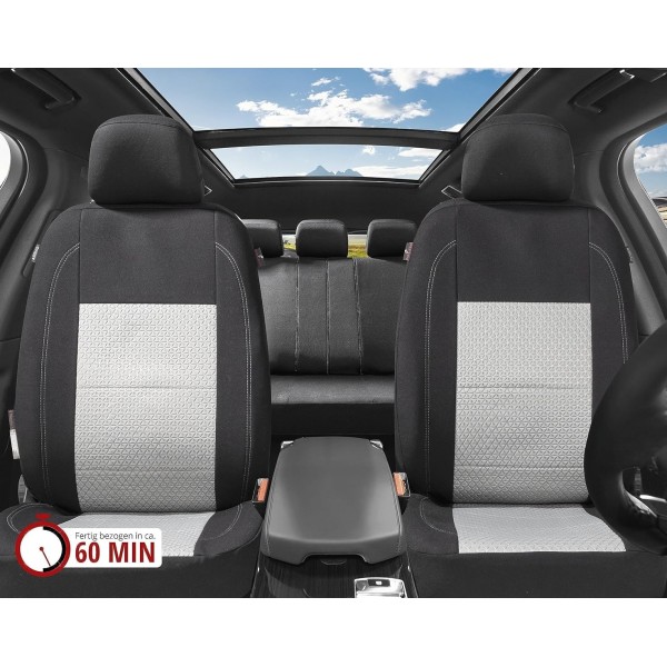 Huse Scaune Dacia Logan 2005-2023 bancheta fractionata si buzunare depozitare scaune fata Certificare Airbag Culoare Negru+Gri Deschis