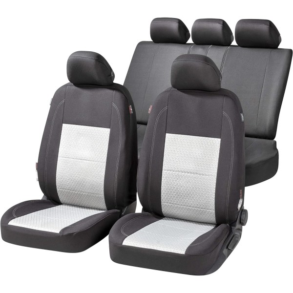 Huse Scaune Dacia Logan 2005-2023 bancheta fractionata si buzunare depozitare scaune fata Certificare Airbag Culoare Negru+Gri Deschis Huse Scaune Dacia Logan 2005-2023 bancheta fractionata si buzunare depozitare scaune fata Certificare Airbag Culoare Negru+Gri Deschis
