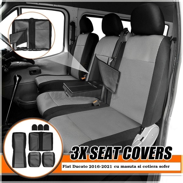 Huse Scaune 3 locuri Fiat Ducato 2016-2021 cu masuta si cotiera sofer