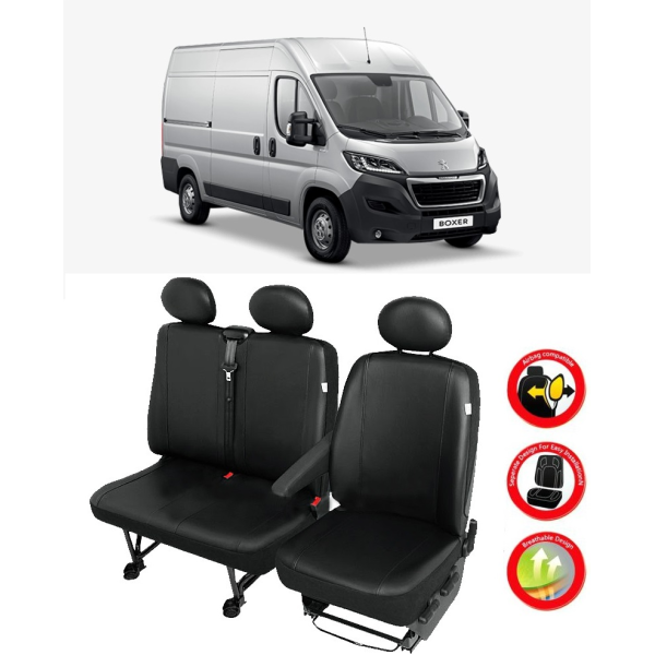 Huse Scaune din piele Peugeot Boxer 3 locuri (2+1) 2016