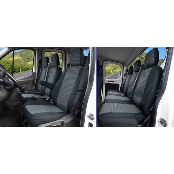 Huse Scaune 7 locuri Vw Crafter  cabina dubla dokka 2006-2022 din bumbac gros 3 locuri fata si 4 locuri spate