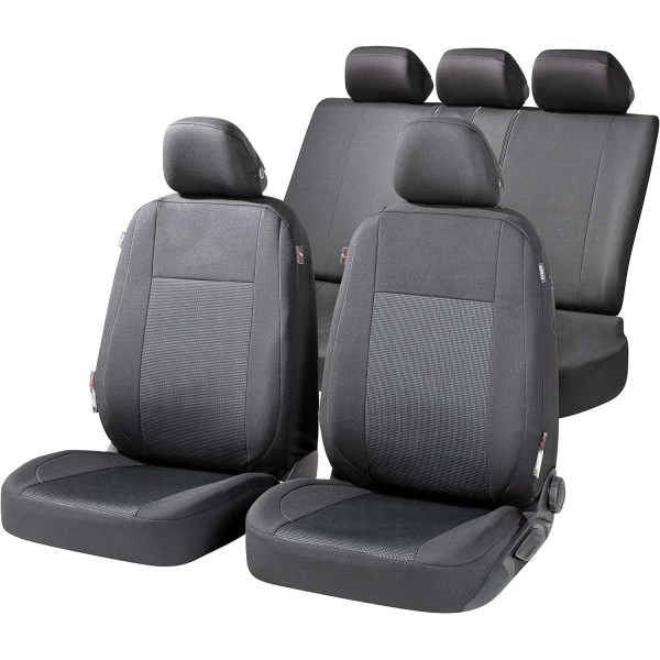 Huse Scaune AUDI A4 B6 2000-2006 bancheta fractionata si buzunare depozitare scaune fata Certificare Airbag Culoare Negru+Gri inchis
