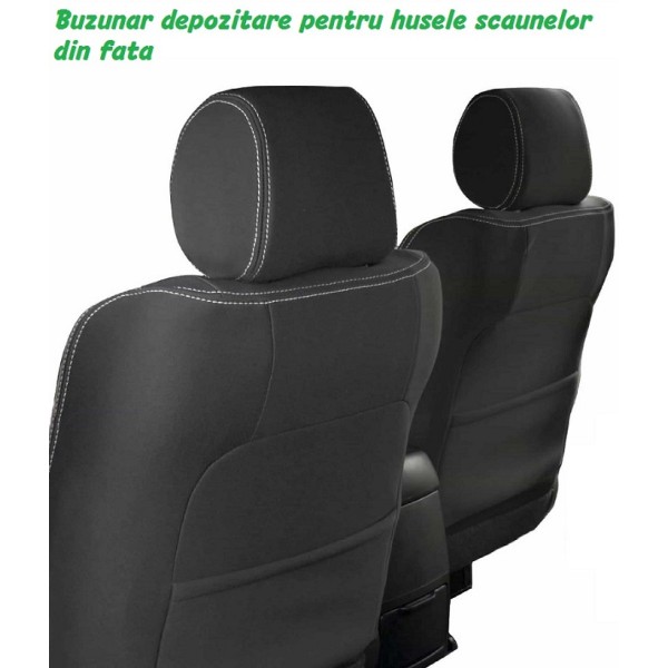 Huse Scaune AUDI A4 B6 2000-2006 bancheta fractionata si buzunare depozitare scaune fata Certificare Airbag Culoare Negru+Gri inchis