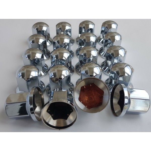Set 20 Capace Prezoane Cromate 32mm Nichelate Jante si Roti IVECO S-WAY