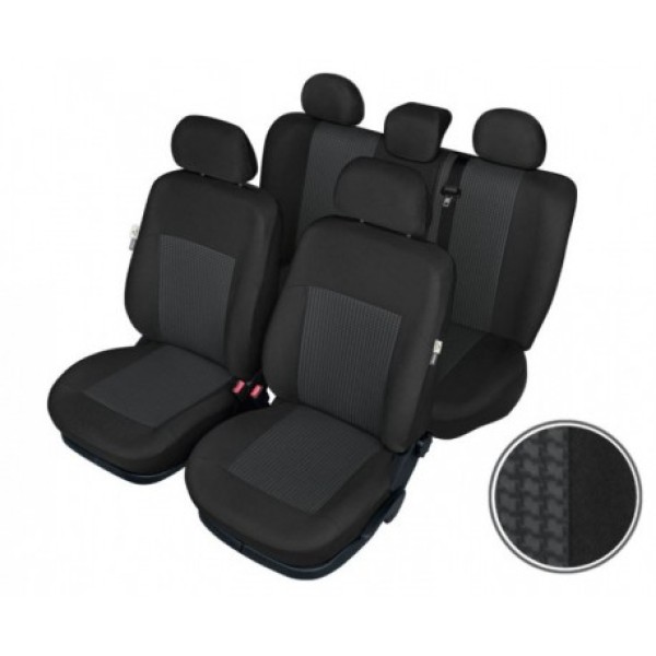 Huse Scaune SMART FORFOUR II 2019 cu decupaje pentru centura siguranta bancheta fractionata Certificare Airbag  Negru+Gri Deschis
