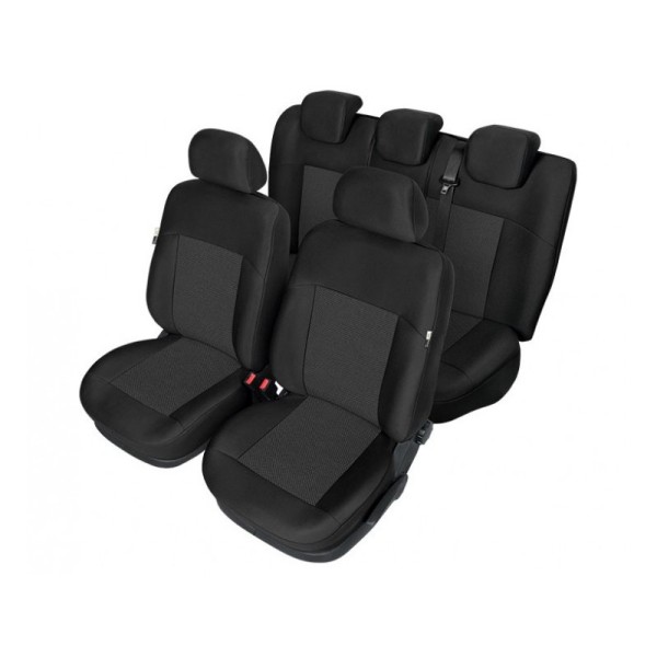 Huse Scaune SMART FORFOUR II 2017cu decupaje pentru centura siguranta bancheta fractionata Certificare Airbag  Negru+Gri Deschis