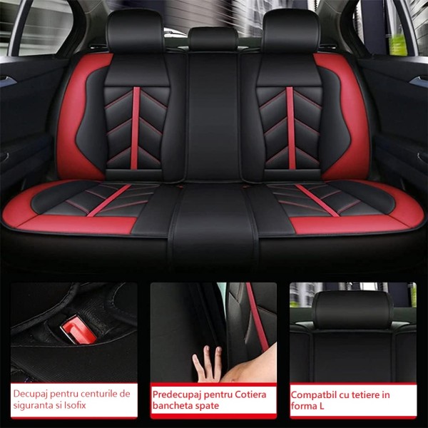 Huse Scaune Piele culoare Rosu/Negru Lux Volvo V40 II 2012-2019