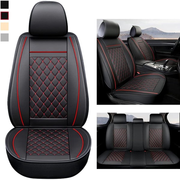 Huse Scaune Piele Romb Rosu Negru Volkswagen Jetta VI 2010-2018