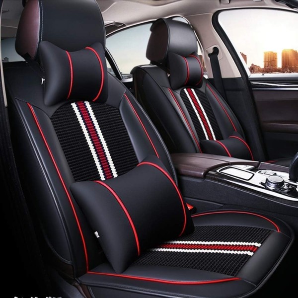 Huse Scaune Piele Textil Rosu Negru Alb Volvo XC90 II 2014-2024