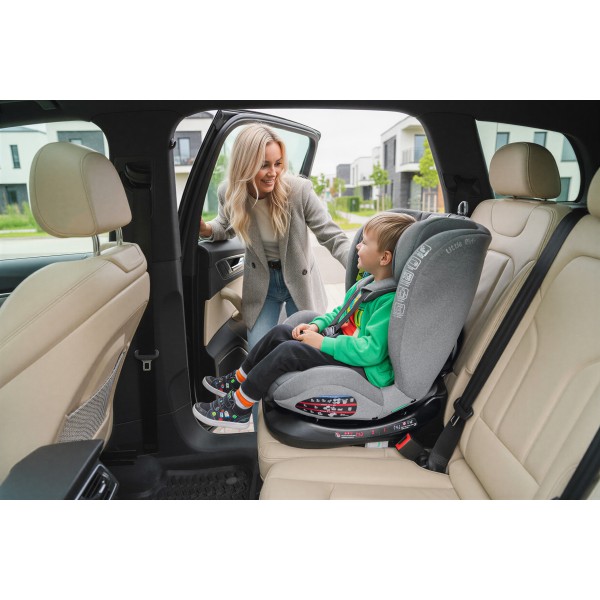 Scaun Auto Copii Gri-Negru Rotativ 360° 40–150 cm Certificare i-Size (ECE R129/03), ISOFIX + Top Tether Rotire Fata Spate