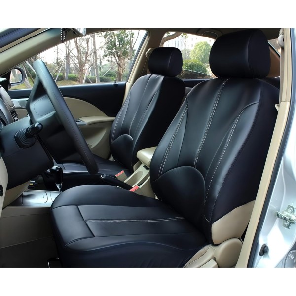 Huse Scaune din piele neagra cu cusatura alba eco VOLKSWAGEN CC 2012-2016  cu bancheta fractionata spate