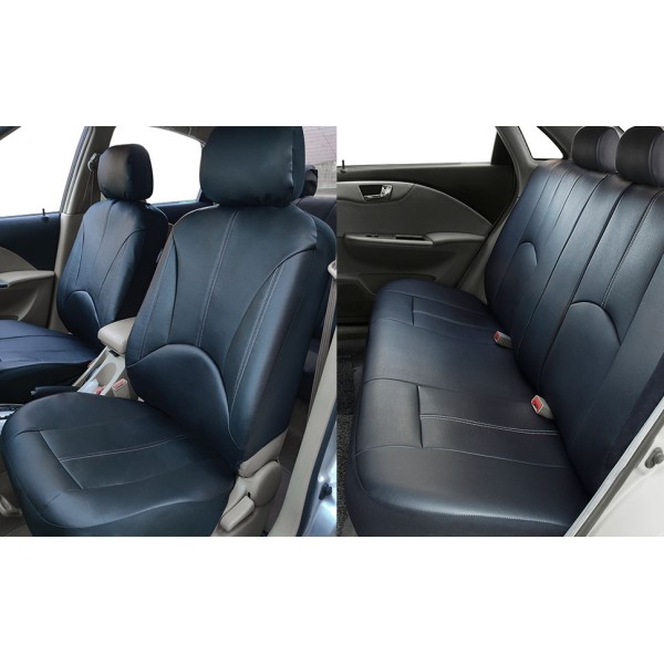 Huse Scaune din piele neagra cu cusatura alba eco VOLKSWAGEN CC 2012-2016  cu bancheta fractionata spate