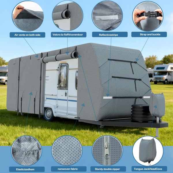 Prelata Husa exterioara Rulota Camper WEINSBERG 540  Impermeabilă  7 Straturi Anti-UV  Premium cu Protecție Totală pentru Exterior  550(L)x235(l)x222(h)cm