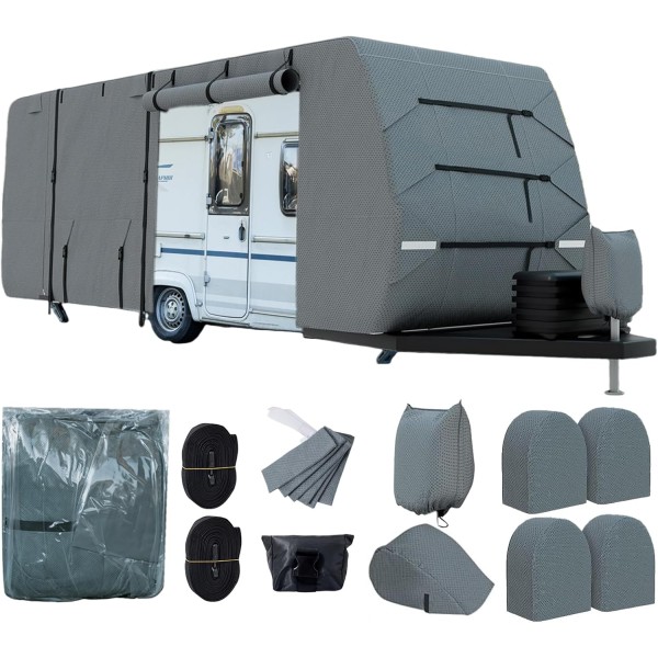 Prelata Husa exterioara Rulota Camper WEINSBERG 540  Impermeabilă  7 Straturi Anti-UV  Premium cu Protecție Totală pentru Exterior  550(L)x235(l)x222(h)cm