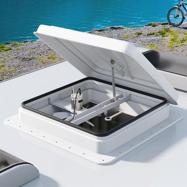 Trapa Rulota PEUGEOT e-PARTNER   355x355 mm cu Ventilator 12V Ventilație Eficientă pentru Rulote și Autorulote cu plasa anti insecte