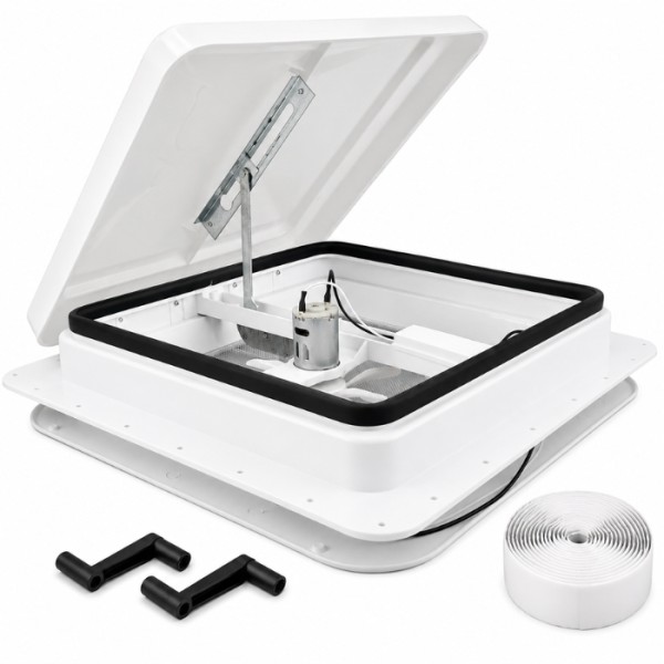 Trapa Rulota PEUGEOT e-PARTNER   355x355 mm cu Ventilator 12V Ventilație Eficientă pentru Rulote și Autorulote cu plasa anti insecte