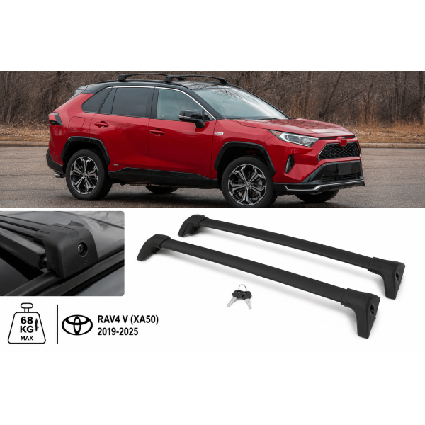 Bare Transversale  Portbagaj Toyota RAV4 XA50 2019-2026 OEM PT27842192 Negre Aluminiu